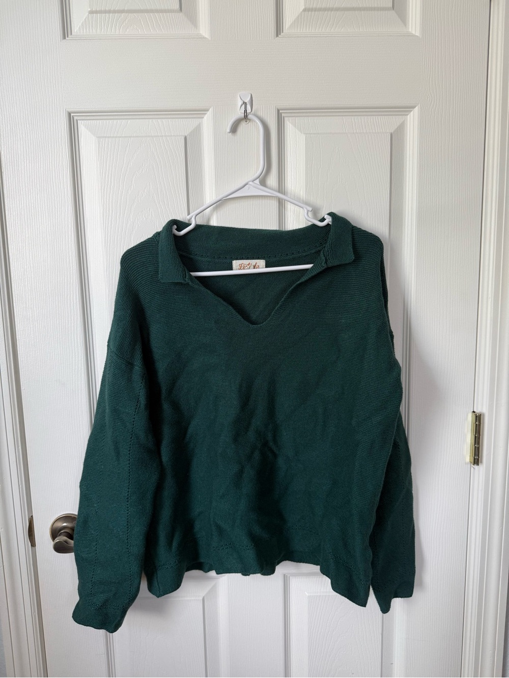 Listicle Teal Collared V-Neck Sweater